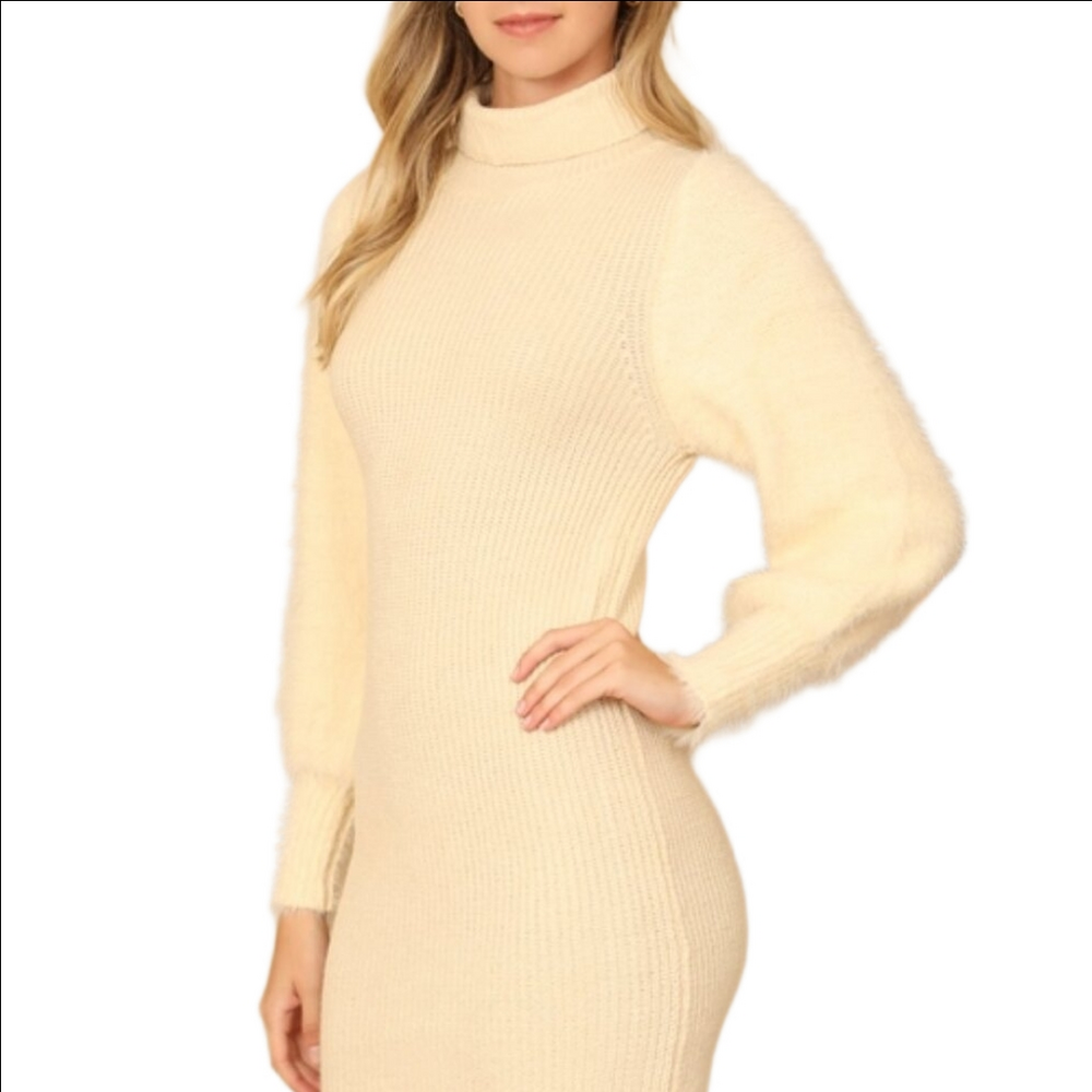Thick Winter Knitted Bodycon Ribbed Sweater Dress
